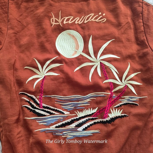 Anthropologie Capulet Women S Burnt Orange Hawaii Beach Embroider Bomber Jacket - Picture 7 of 7
